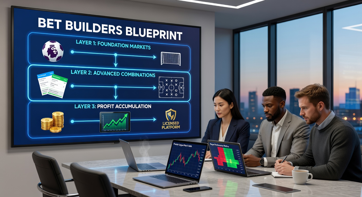 Digital bet builder interface on a mobile device showing layered Premier League selections with rising odds