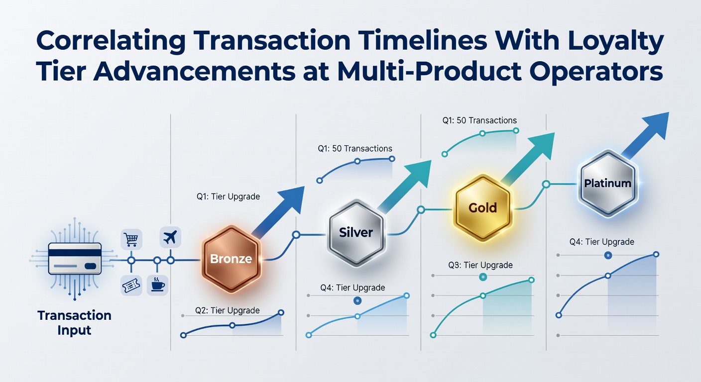Transaction timeline charts overlaid on loyalty tier progression graphics for multi-product betting operators