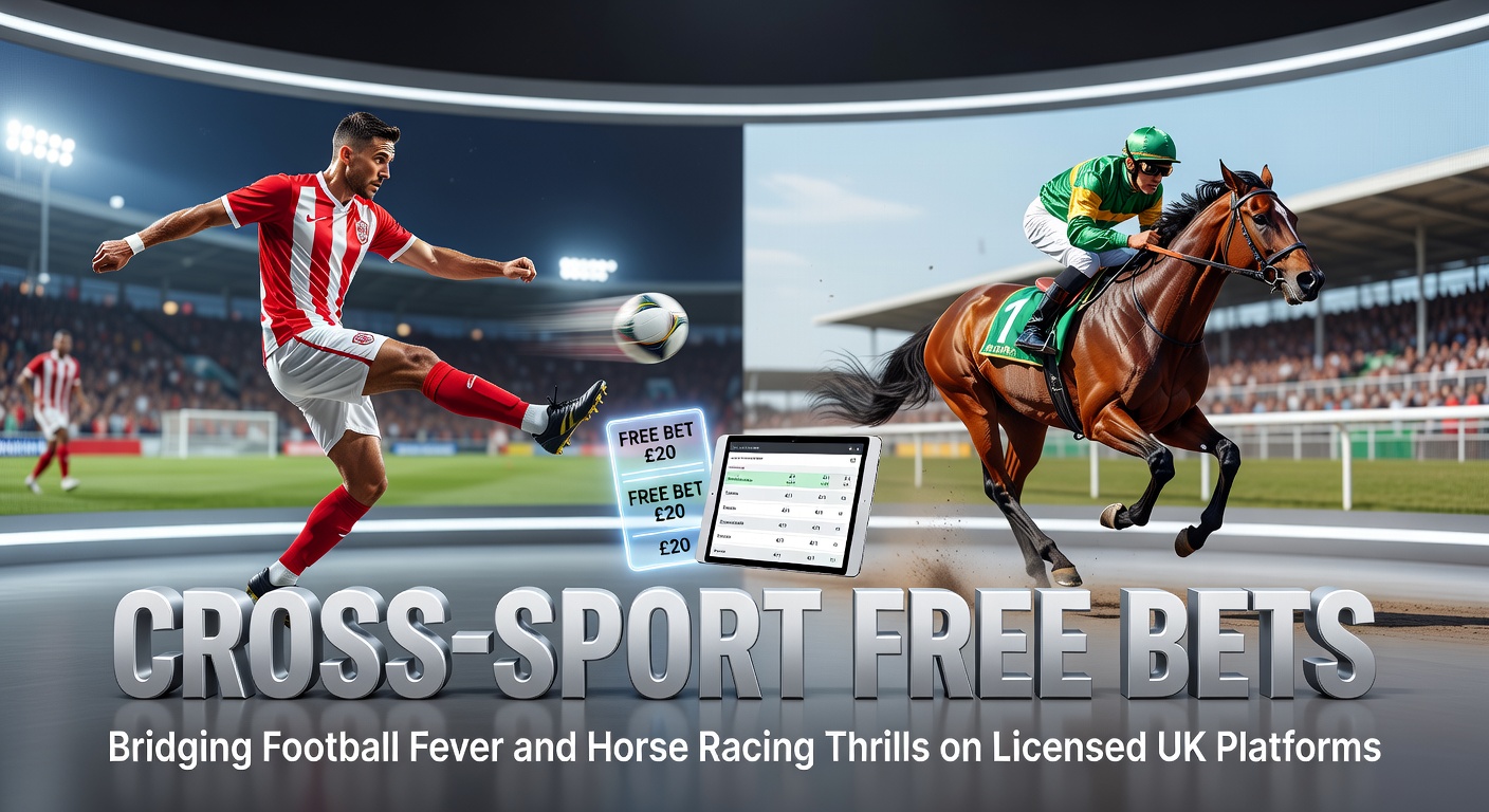 Vibrant scene of a football match colliding with horse racing action, highlighting cross-sport betting excitement on UK platforms