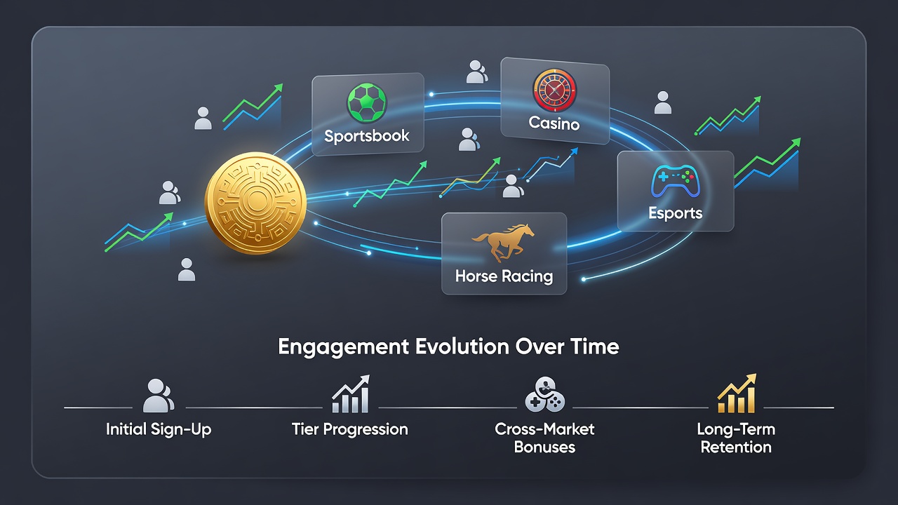 Dashboard view displaying loyalty points earned across sports, casino, and live event markets over several months