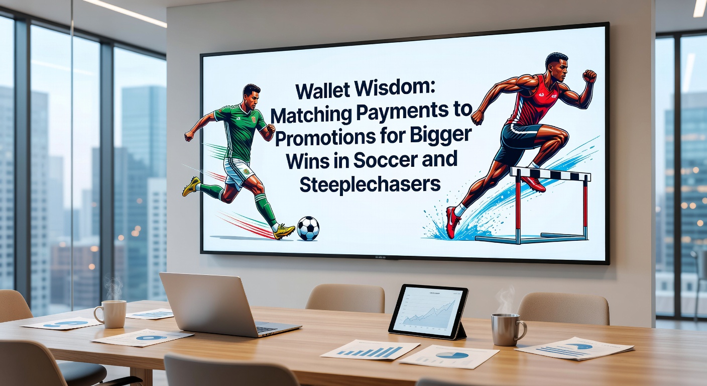 Steeplechase horses leaping hurdles under rainy skies, with overlaid graphics showing wallet-funded betting slips and promotional pop-ups